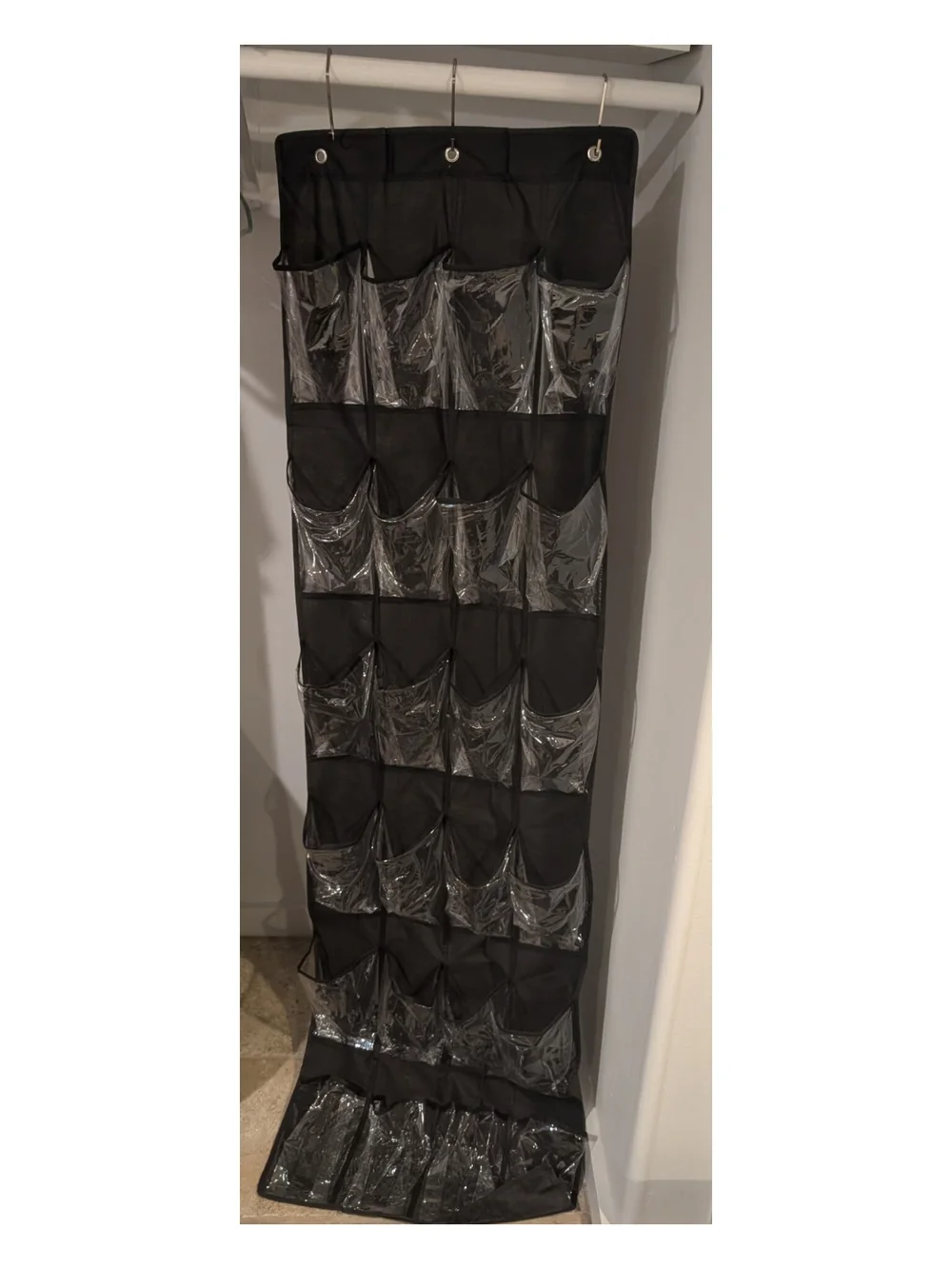 Black Over-Door Hanging Pocket Organizer for Shoes & Accessories